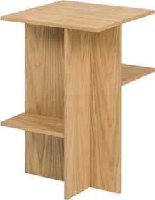 Noptieră în culoare naturală cu rafturi cu aspect de lemn de stejar Atik – noo.ma