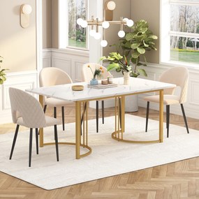 Masă de bucătărie dreptunghiulară cu cadru metalic stabil, Alb | Aosom Romania