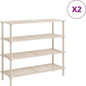 vidaXL Raft de pantofi cu 4 niveluri, 2 buc., lemn masiv de brad