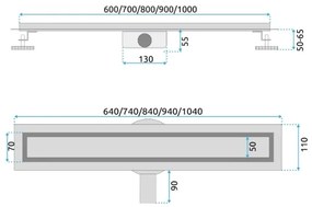 REA-G2703 - Rigolă de scurgere NEOX PRO, 80 cm, oțel inoxidabil, auriu periat