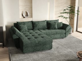 Colțar extensibil dumonde cu ladă de depozitare si sezut confortabil din spuma high-density, Loana Euphoria Green 270x185 cm