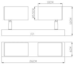 Spot ROBBY 2xGU10/35W/230V negru/alamă Globo 57911-2M