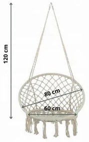 Scaun suspendat de grădină BOHO, 80 x 60 x 120 cm,gri