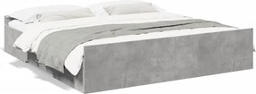 vidaXL Cadru de pat cu sertare gri beton 200x200 cm lemn prelucrat