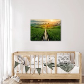 Tablou pe sticlă - Răsărit de soare peste vale (70x50 cm)
