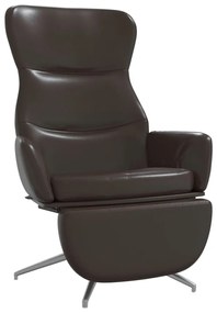 3097443 vidaXL Scaun de relaxare cu taburet, maro lucios, piele artificială