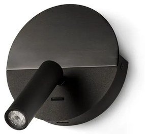 Aplica cu reader LED directionabil stil minimalist DUAS USB C negru