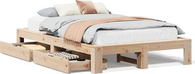 vidaXL Cadru de pat fără saltea, 135x190 cm, lemn masiv de pin