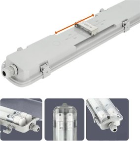 Corp de iluminat tehnic LED pentru tuburi T8, 2xG13/18W, 230V, 5000K, IP65, 127 cm