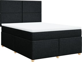 vidaXL Pat box spring cu saltea, negru, 140x190 cm, textil