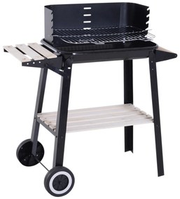 Outsunny Gril cu Carbune Barbecue Picnic Inaltime Reglabila Negru 87x 45 x 83 cm | Aosom Ro