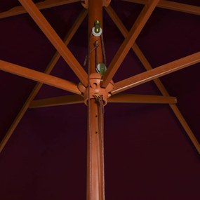Umbrela de soare, exterior, stalp lemn, rosu bordo, 200x300 cm Rosu bordo