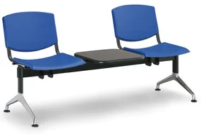 Bancă din plastic de design, 2 locuri + masă, albastru