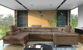 Canapea modulara, tapitata, extensibila, cu spatiu pentru depozitare, Thiago L01, Eltap (Culoare: Maro inchis / Cafeniu)