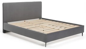 Pat matrimonial gri tapițat cu somieră 160x200 cm Noira Slim – Bonami Selection