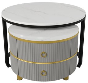 Măsuță de cafea 2-în-1 Rotundă din MDF, Gri | Aosom Romania