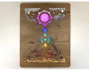 Li-Go 4421/A/4 - Decorațiune LED de perete LED/10W/5V 30000 mAh 70x90 cm stejar/chakre