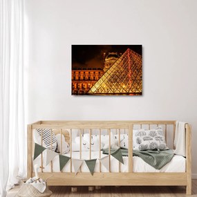 Tablou pe sticlă cu Louvre la Pris (70x50 cm)