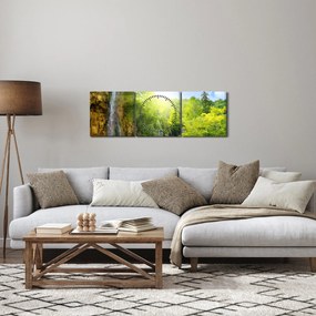 Tablou - cascadele în djunglă (cu ceas) (90x30 cm)