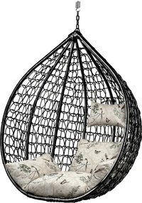 Scaun suspendat negru KOKON fara suport, perna bej