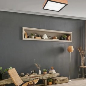 Plafonieră OAK SQUARE 4xE27/15W/230V 39x39 cm stejar/negru