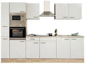 Mobilă de bucătărie Yorki 300, corp din stejar Sonoma, cu față alb satinat