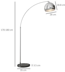 HOMCOM Lampadar lampa de salon arc reglabil picior marmura stil vintage 40W E27 dim. 100-115L x 30l x 170-180H cm negru gri | Aosom Romania