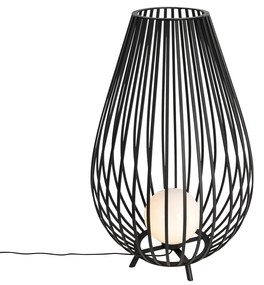 Lampa de podea de design neagra cu opal 110 cm - Angela