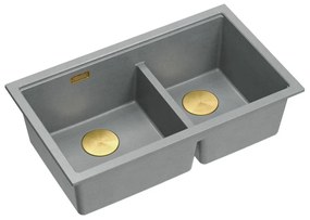 Chiuveta compozit incastrata Quadron Logan 120 gri - auriu 76x45 cm