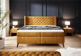 Pat boxspring MADISON 180x200, stofa catifelata gri - Salvador 14, Gam