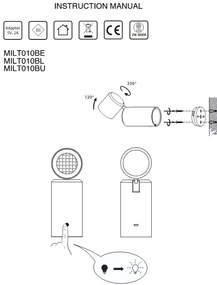 Lampa cu baterii pentru perete sau portabila Milan visiniu