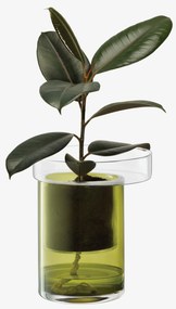 Ghiveci de flori cu auto-irigare Balcony, î. 27 cm, Ø 22 cm, transparent/verde măsliniu - LSA international