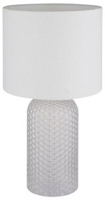 Lampa de masa cu baza din sticla abajur textil SOFIA alba