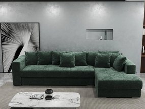 Colțar extensibil dumonde cu ladă de depozitare si sezut confortabil din spuma high-density, Gloria Euphoria Green II 320x183 cm