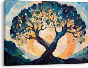 Tablou – Mozaic – soare și arbore II. (70x50 cm)