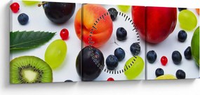 Tablou - fructe cu picături de apă (cu ceas) (90x30 cm)