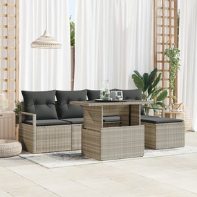 vidaXL Set de canapele pentru grădină cu pernă 6 pcs Gri deschis