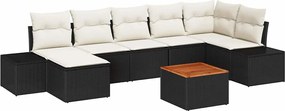 vidaXL Set de canapele pentru grădină 8 pcs Negru și alb