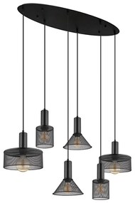 Globo 15648-6H - Lustră suspendată pe cablu JEDD, 6xE27/60W/230V, negru
