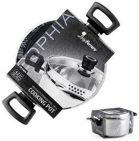 Cratiță Luigi Ferrero Sophia FR-3404, 22x12 cm, 4.2 l, Oțel 18/10, Capac din sticlă, Inducție, Inox