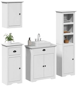 vidaXL Set mobilier baie BODO, 4 piese, alb, lemn masiv de pin