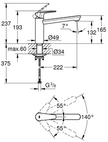 GROHE 31693000 - Baterie pentru chiuvetă BAUEDGE 193 mm crom lucios