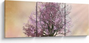 Tablou - Copacul înflorit în deal (cu ceas) (90x30 cm)