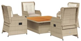 3262745 vidaXL Set mobilier de grădină cu perne, 5 piese, bej, poliratan