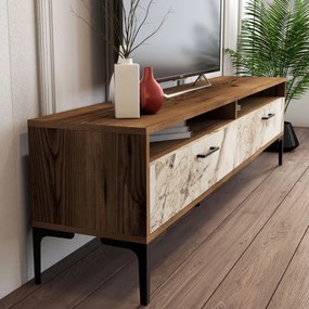 Comoda TV Istanbul - Walnut, Alb Marble