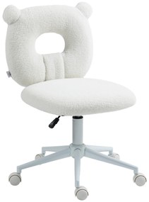 HOMCOM Scaun de birou reglabil în înălțime, cu căptușeală Teddy, 50 cm x 56 cm x 90 cm, Alb | Aosom Romania