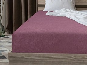 Cearsaf elastic molton din fleece pruna 180 x 200 cm