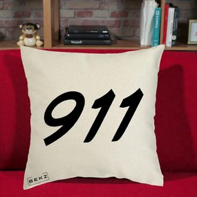 Perna Personalizata 911 Bold, 40x40 cm, Ecru, Husa Detasabila, Perna Inclusa, BEKZ®