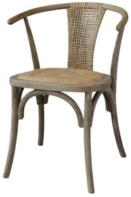 Scaun dining bej din rattan, cu aspect vintage Old French