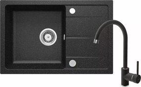 Set chiuveta bucatarie si baterie Deante Leda finisaj grafit-crom 67x44cm